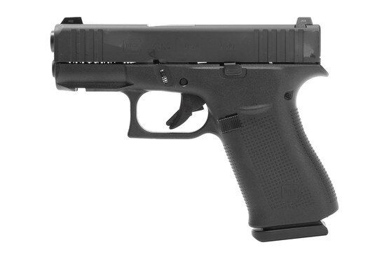 Glock 43X 9mm pistol with night sights and slim mounting rail.